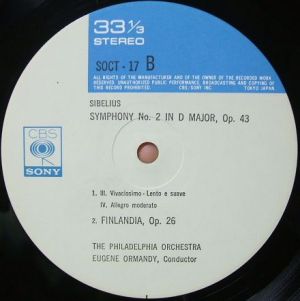 CBS SONY SOCT17 Label